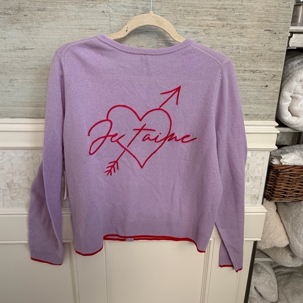 NWT XL fits large Anthropologie Juliet cashmere cardigan sweater je taime heart - Picture 6 of 16